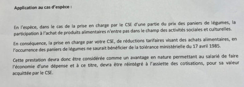 Chez SII, l’URSSAF rappelle que le CSE ne peut pas subventionner l’alimentaire
