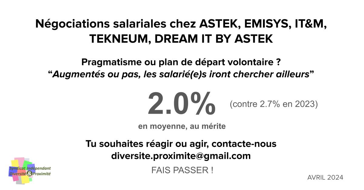 Augmentations de salaires, le groupe Astek ne négocie pas