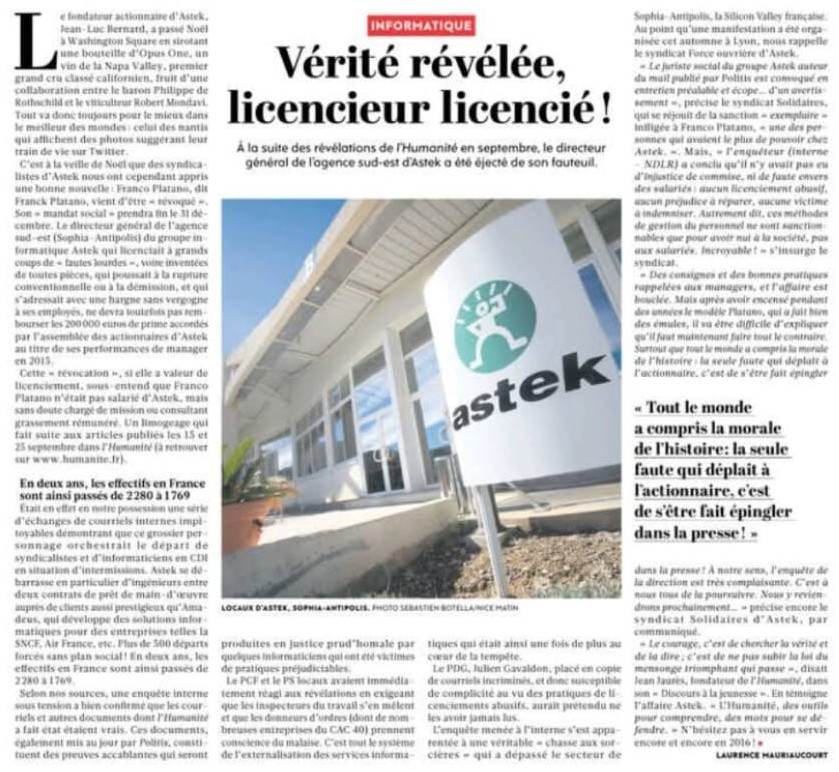 10 ans plus tard chez Astek, les dirigeants ont changé, pas les méthodes